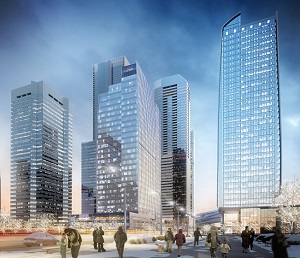 The ICE District in Edmonton is leading a rejuvenation in the city's downtown. Its two office towers are both more than 90 per cent leased and one of them is still being constructed.
