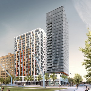 The Laurent & Clark condominiums, being constructed by Montreal developer Rachel Julien in the city's entertainment district.