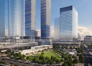 An artist's rendering of the Sugar Wharf site in downtown Toronto. Menkes Developments and partners Greystone Managed Investments, and Triovest Realty Advisors. have broken ground on the mixed-use project.
