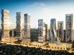 An artist's rendering of the M City condo and retail development in Mississauga, Ont.